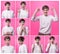 Different emotions collage. Set of young emotional girl isolated over pink background. Female different emotions.