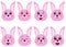 Different emotions pink bunny stickers