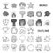 Different explosions monochrom icons in set collection for design.Flash and flame vector symbol stock web illustration.