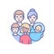 Different family generations - modern colored line design style icon