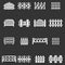 Different fencing icons set grey vector