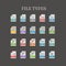 Different file types thin line color icons set