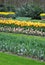 The different flowers flowerbeds in the garden