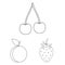 Different fruits outline icons in set collection for design. Fruits and vitamins vector symbol stock web illustration.