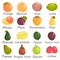 Different fruits of the world color flat icons set