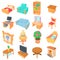 Different furniture icons set, cartoon style