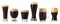 Different glasses of stout beer