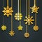 Different golden vector snowflakes illustration