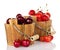 Different grades of sweet cherries in wooden