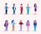 different group people, worker, buinessman, women and men characters white background