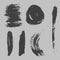 Different grunge brush strokes ink art texture dirty creative grungy element paintbrush vector illustration.