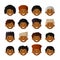 Different hairstyle for african men. Vector avatars set