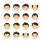 Different hairstyle for men with rosy cheeks. Vector avatars set.