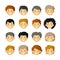 Different hairstyle for men with rosy cheeks. Vector avatars set