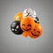 Different Halloween balloons on bright background. Minimal holiday concept