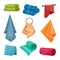 Different Hanging and Folded Towels for Kitchen and Bathroom Vector Set