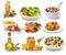 Different healthy meals for breakfast, lunch or dinner isolated on a white background