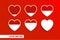 Different heart rating level illustration, vector set. Lovemeter