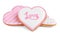 Different heart shaped cookies on white background. Valentine`s day treat