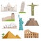 Different historical famous landmarks. World places. Vector illustrations