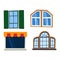 Different house windows vector elements