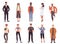 Different job or hobby people set, cartoon collection with man woman worker characters in uniform