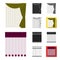 Different kinds of curtains cartoon,black,flat,monochrome,outline icons in set collection for design. Curtains and