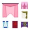 Different kinds of curtains cartoon icons in set collection for design. Curtains and lambrequins vector symbol stock web