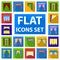 Different kinds of curtains flat icons in set collection