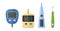 Different kinds of electronic glucometer for measuring blood sugar level.