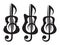 Different kinds of guitar, violin, treble clef. Vektor set of patterns for logo design