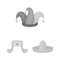 Different kinds of hats monochrome icons in set collection for design.Headdress vector symbol stock web illustration.