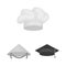 Different kinds of hats monochrome icons in set collection for design.Headdress vector symbol stock web illustration.