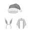 Different kinds of hats monochrome icons in set collection for design.Headdress vector symbol stock web illustration.