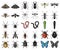 Different kinds of insects cartoon,black icons in set collection for design. Insect arthropod vector symbol stock web