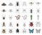Different kinds of insects cartoon,outline icons in set collection for design. Insect arthropod vector symbol stock web