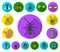 Different kinds of insects flat icons in set collection for design. Insect arthropod vector symbol stock web