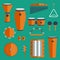 Different kinds of percussion on a colored background