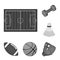 Different kinds of sports monochrome icons in set collection for design. Sport equipment vector symbol stock web