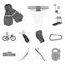 Different kinds of sports monochrome icons in set collection for design. Sport equipment vector symbol stock web