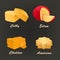 Different kinds of yellow cheese icon. Vector illustration.