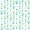 Different Lamp or Light Bulbs Line Background Pattern. Vector