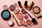 different makeup cosmetics variety a color composition banner glamor modern collection