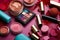 different makeup cosmetics variety a professional tools banner glamor modern collection