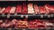 different meats on shelf in grocery store