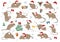 Different mice christmas collection. Mouse poses and exercises. Cute cartoon new year clipart set