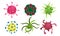 Different Microorganisms Isolated On White Background Vector Illustrated Set