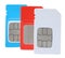 Different mini SIM cards on white background