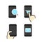 Different modern smartphone color flat icons