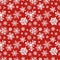 Different modern snowflakes on red background